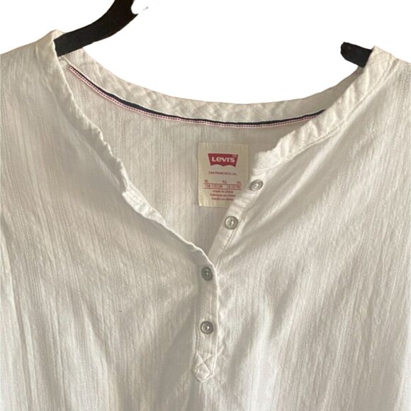 Levi's Youth Light Weight Ruffle Sleeve Blouse-White-Size XL-GUC - Picture 2 of 8